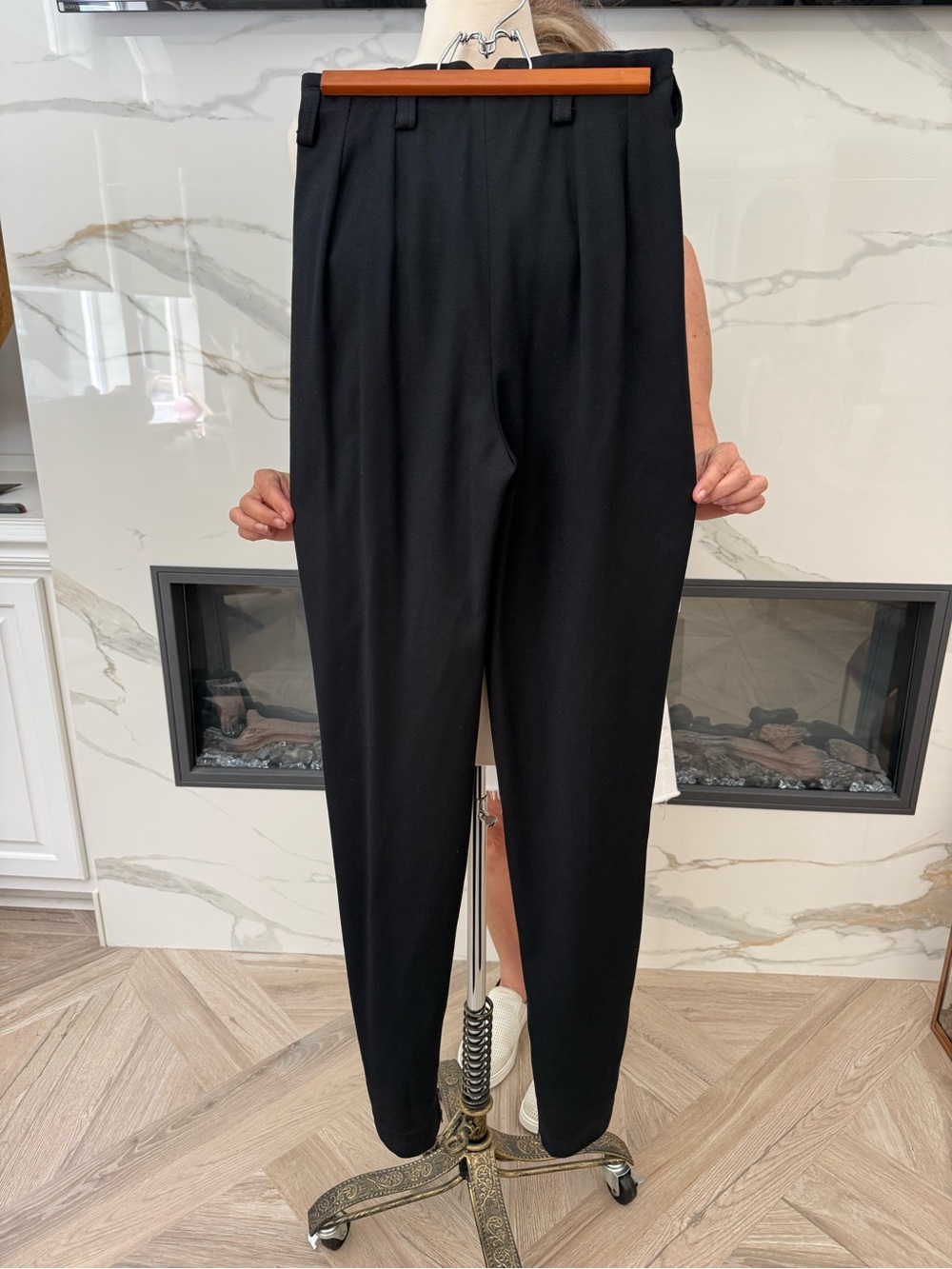Vintage Ralph Lauren Black Pleated Tapered Trousers Size 4